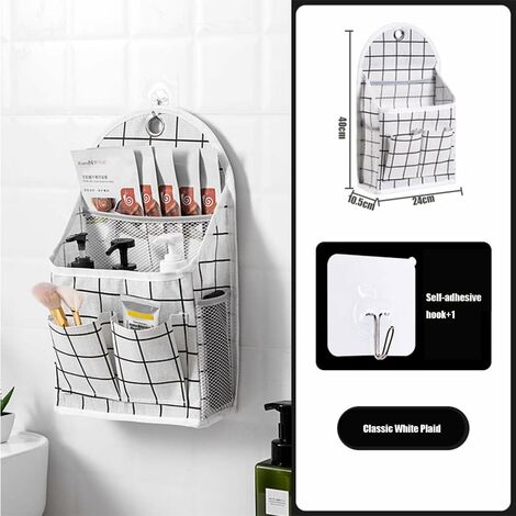 2 Sacs De Rangement En Coton Et Lin Amovibles | Organisateur Suspendu Mural Pour Porte, Chambre, Salle De Bain – Lavable Et Pliable
