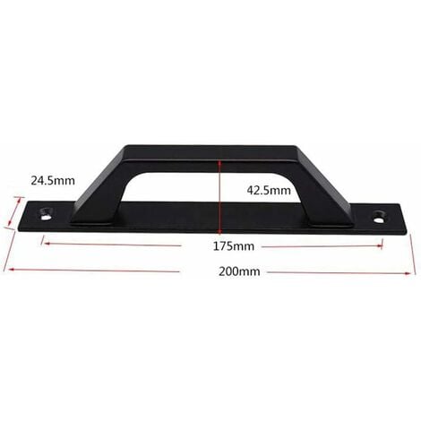 Lot de 2 poignées de porte en forme de D pour porte de jardin en bois, 200 mm, noir