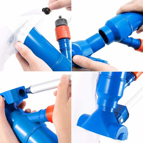 Kit De Nettoyage De Piscine Avec Aspirateur Venturi – Tige Télescopique 2,20 M, Thermomètre, Brosse, épuisette