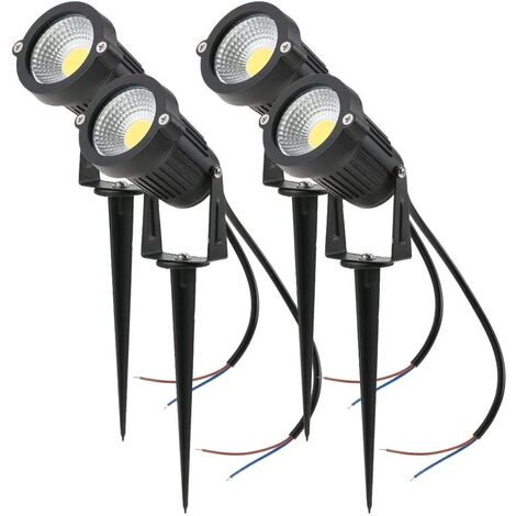 Lot de 4 Spot LED Cob 5W 220V Spots Jardin Orientables avec Piquet Luminaires Extérieur Jardin Terrasse(Blanc Froid) (1/5)