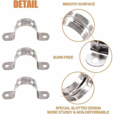 Collier De Serrage Inox 9mm 50 Colliers De Serrage U Tube Acier Inoxydable 304 8mm - Pour Fixation Tuyaux Collier Serrage U