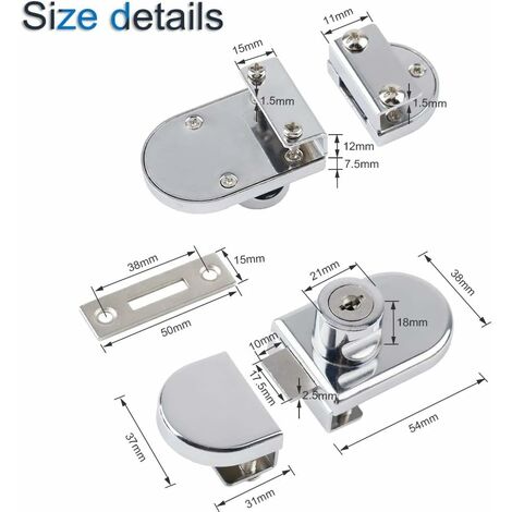 MroMax Lot De 2 Charnières Pour Porte De Placard En Verre - Alliage De