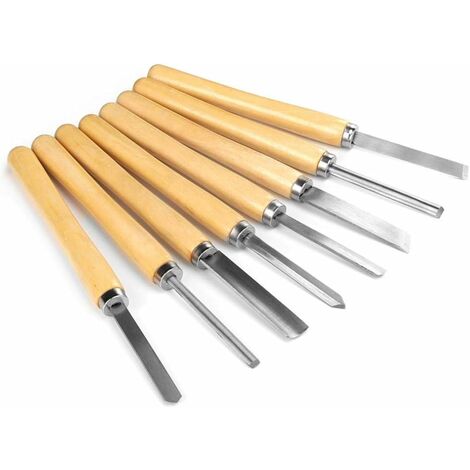 Kit De 8 Ciseaux à Bois Pour Sculpture Et Tournage - Manche Bois, Acier Aiguisé - Outils Pour Débutants Et Amateurs - 9