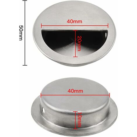 Poignées Rondes Encastrées Inox Pour Bateau - Lot De 2, 50 Mm, Pour Placard, Casier, Trappe