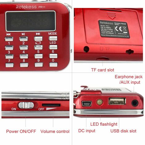 Radio Portable FM/AM De Poche – Double Alimentation Pile AAA Ou Batterie, écouteurs, 11x6x2,7 Cm