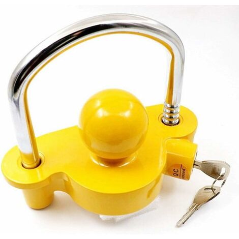 Antivol Jaune Universel Tête D’Attelage 50 Mm – Cadenas Remorque Robuste Avec Anneau & 2 Clés – Monzana