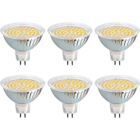 Ampoule GU5.3 LED 12V 3W Blanc Froid 6000K, Ø50mm, 120 Degrés, Équivalent GU5.3 30W, 500LM, AC/DC 12V, Spot LED MR16 GU5.3 pour Cuisine/Salle de Bain/Armoire, Non-dimmable, lot de 6