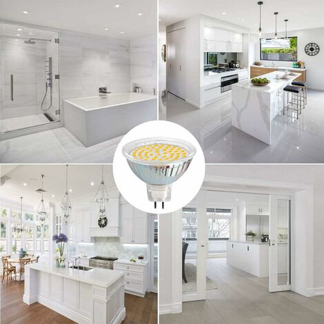Ampoule GU5.3 LED 12V 3W Blanc Froid 6000K, Ø50mm, 120 Degrés, Équivalent GU5.3 30W, 500LM, AC/DC 12V, Spot LED MR16 GU5.3 pour Cuisine/Salle de Bain/Armoire, Non-dimmable, lot de 6