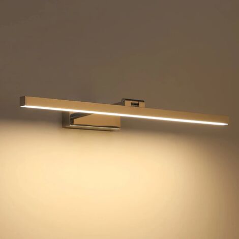 Lampe Miroir LED Salle de Bain 50cm, 12W, IP44 Étanche Applique Murale Salle de Bain 180° Rotatif, Lumière Miroir Salle de Bain Moderne, Blanc Froid 3000K, Schwarz,Argent [Classe énergétique F]