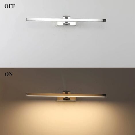 Lampe Miroir LED Salle de Bain 50cm, 12W, IP44 Étanche Applique Murale Salle de Bain 180° Rotatif, Lumière Miroir Salle de Bain Moderne, Blanc Froid 3000K, Schwarz,Argent [Classe énergétique F]