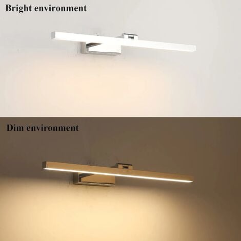 Lampe Miroir LED Salle de Bain 50cm, 12W, IP44 Étanche Applique Murale Salle de Bain 180° Rotatif, Lumière Miroir Salle de Bain Moderne, Blanc Froid 3000K, Schwarz,Argent [Classe énergétique F]
