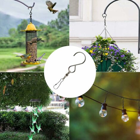 Crochets Muraux 15 Cm Noir – Lot De 2 – Pour Suspensions De Plantes, Paniers, Mangeoires à Oiseaux – Métal Résistant