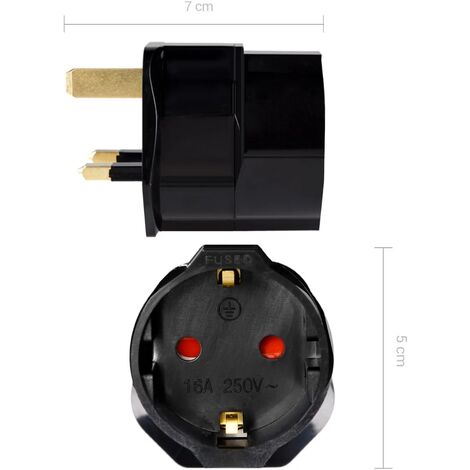 2X Adaptateur Prise Anglaise - Modèle Schuko Type G - Fiche France vers Royaume-Uni - Prise Compact pour Voyage - Compatible Plusieurs Pays