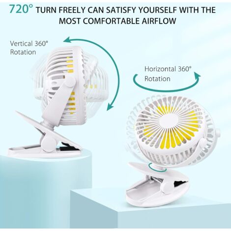 Ventilateur De Voiture USB - 3 Vitesses, Rotatif à 360° - Idéal Pour Siège Arrière, Camping, Bureau