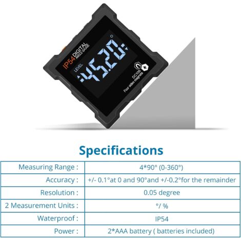 Inclinomètre Numérique SANON Avec Base Magnétique - Mesure Précise 0-360° | Étanche Et LCD Rétroéclairé
