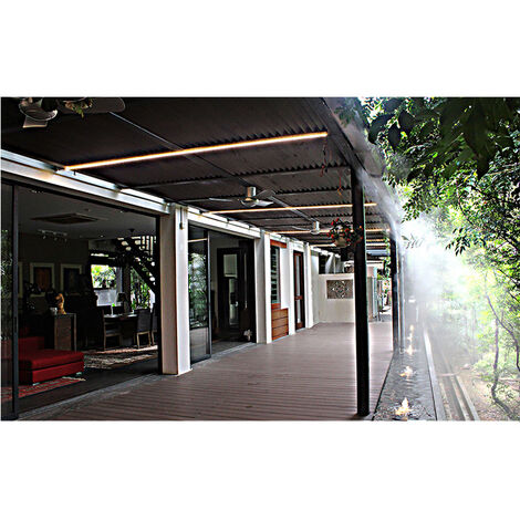 Système Brumisateur Exterieur 8m - 9 Buses Laiton - Refroidissement Terrasse/Jardin - Facile à Installer