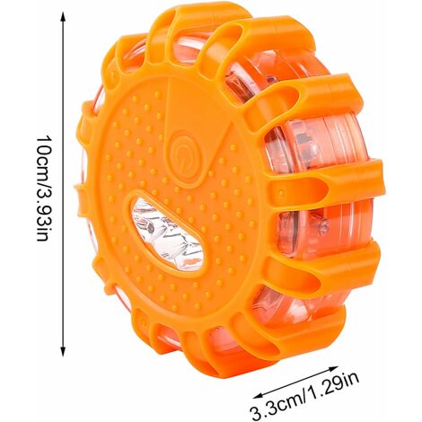 Gyrophare LED 2 pcs, Balise de Signalisation Lumineuse, Lumière d'urgence d'Avertissement, éclairage d'urgence avec Base Magnétique et 9 Modes Clignotant pour Voiture, Camion Bateau(2 pcs)