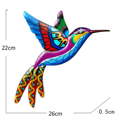 Décoration murale en forme de colibri en métal - Oiseau en fer