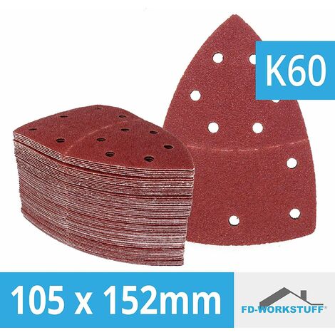 25 Feuilles Abrasives Triangles Grain 60 - Pour Ponceuses Multiples Prio, Bosch, Metabo
