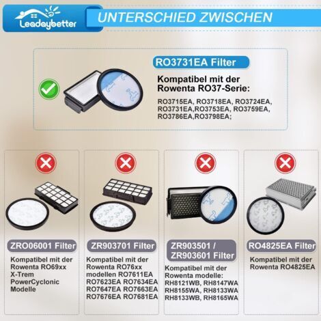 Cyclonic Filtres HEPA Pour Aspirateurs Rowenta, Tefal, Moulinex - Kit De 3 - Compatible RO3731EA, RO3753EA, ZR005901 Filtre Rowenta