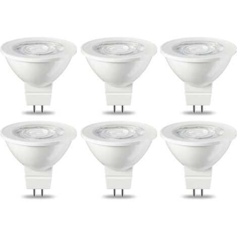 Lot de 6 ampoules LED GU5.3 MR16 5 W Blanc chaud non dimmable, 220 V [Classe énergétique G]