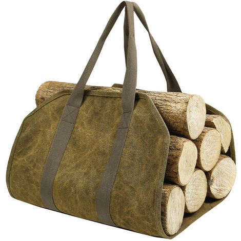 Aofa Paquet Sac de transport en toile cirée pour bois de chauffage, sac de  transport en bois résistant à l'eau avec poignées pour voyage de camping 