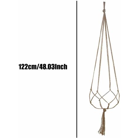 Set De 4 Suspensions Macramé Pour Pots De Fleurs - Corde De Coton Naturel, Crochets Inclus - Décoration Intérieur & Extérieur
