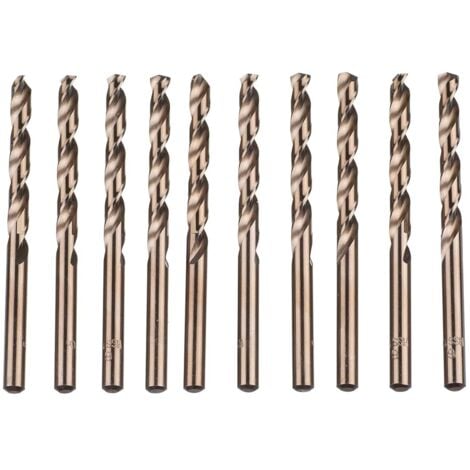 Lot de 10 forets hélicoïdaux en acier rapide M35 HSS or cobalt pour perceuses métriques à haute vitesse 6 mm x 93 mm pour perçage des Acier inoxydable et métal