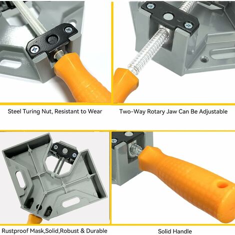 Lot De 2 Serre-Joints D'Angle 90° – Serrage Angulaire Parfait – Poignée Unique Ajustable – Étau Menuiserie & Charpente