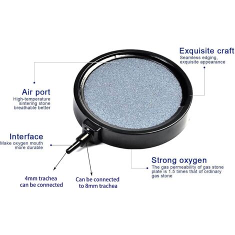Diffuseur Air Aquarium Hygger - Pierre à Bulles Nano Silencieuse, Base Inox - 6.5cm - 11