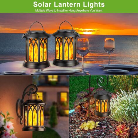2 Lanternes Solaires D'Extérieur Avec Flamme LED Vacillante - Bronze, IP44, Automatique, Déco Jardin Balcon Terrasse - 8