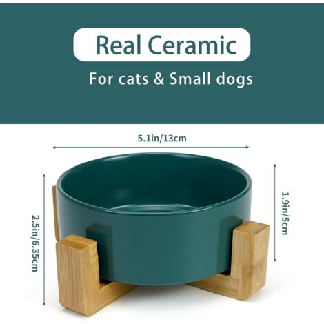Gamelle Anti-Glouton Chat Surélevée - Céramique Avec Support Bambou - Labyrinthe Fleur Orange