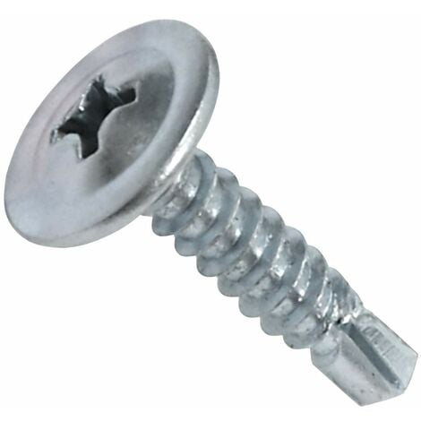 Lot de 100 Vis à tôle autoperceuses Ø4.2x19mm à tête large bombée - à empreinte PH/cruciforme - en acier zingué - fixation tôle bardage métallique chéneaux - couleur argent