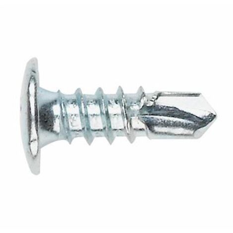 Lot de 100 Vis à tôle autoperceuses Ø4.2x19mm à tête large bombée - à empreinte PH/cruciforme - en acier zingué - fixation tôle bardage métallique chéneaux - couleur argent