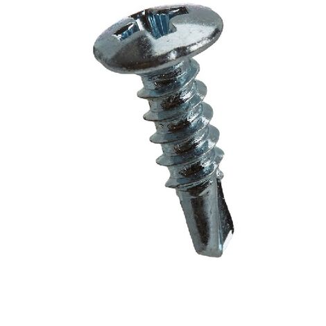 Lot de 100 Vis à tôle autoperceuses Ø4.2x19mm à tête large bombée - à empreinte PH/cruciforme - en acier zingué - fixation tôle bardage métallique chéneaux - couleur argent