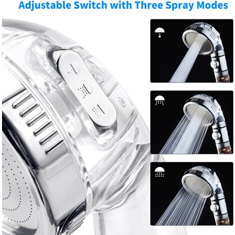 Pommeau Douche Haute Pression Pomme de Douche Anti Calcaire Filtrant，Douchette Économie d'Eau Universelle de Massage 3 Modes De Douche Convient à Salle De Bain