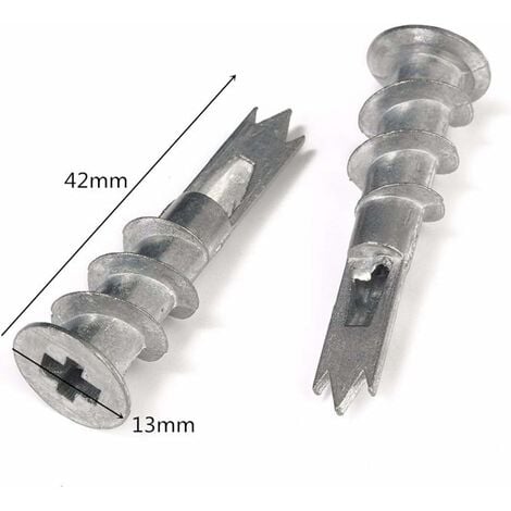 Lot de 50 chevilles de fixation pour plaque de plâtre auto-perçantes - En métal pour plaques de plâtre à une couche et à double couche