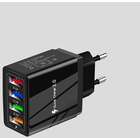 Chargeur multiprise USB 15W 4 Ports USB Chargeur Mural Adaptateur Secteur  Adaptateur de Prise de Charge