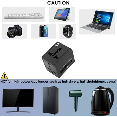 Adaptateur Prise Universelle,Adaptateur Universel de Voyage,Adaptateur Prise France vers USA UK Canada Australie Japon Adaptateur de Voyage avec 2 USB,Adaptateur Voyage adapté aux 150+ Pays
