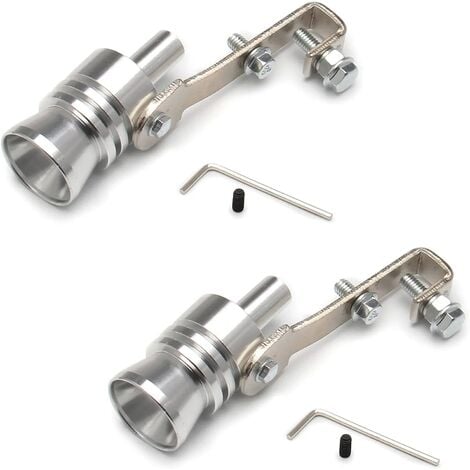 D'échappement Sifflet,2 Pcs Turbo Simulateur,Silencieux Universel Voiture,Sifflet D'échappement Universel Turbo,pour Tuyau Déchappement de Voiture,pour Diamètre 56-85MM, argent, 120mm  69mm