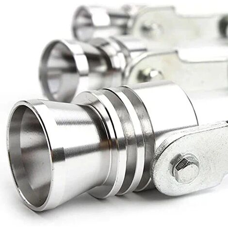 D'échappement Sifflet,2 Pcs Turbo Simulateur,Silencieux Universel Voiture,Sifflet D'échappement Universel Turbo,pour Tuyau Déchappement de Voiture,pour Diamètre 56-85MM, argent, 120mm  69mm