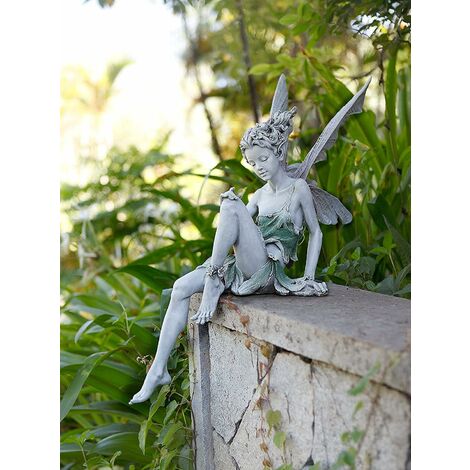 Figurines Fées Avec Moineau - Décoration De Jardin Ou D'intérieur, 2 Modèles, Résine Résistante, Environ 14.5 Cm