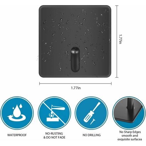 Crochet Ventouse Double Acier Inoxydable Noir - Fixation Sans Perçage Pour Salle De Bain Et Cuisine | Accroche Serviettes Et Accessoires