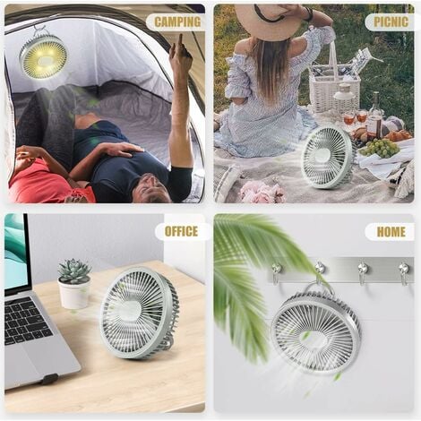 Ventilateur solaire rechargeable USB avec lumière DEL voiture maison  camping bur
