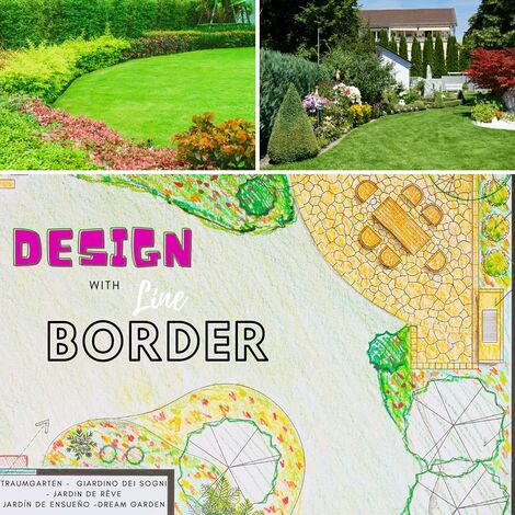 KESSER Bordure De Pelouse Souple 50 M X 5 Cm - Avec 250 Ancrages Et Gants