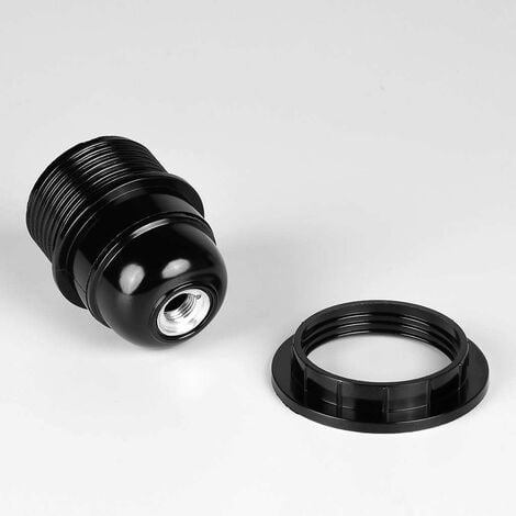 Douille à vis noire e27 - 2x anneau en plastique pour douille de lampe e27 - douille d'ampoule e27 - support de douille d'ampoule e27 pour plafonnier et suspension - douille d'ampoule e27