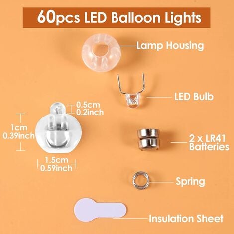 LED Ballons Lampes 60 Pièces LED Balloon Lumière, LED Lampion, Mini Ballons  Lumineux à LED pour