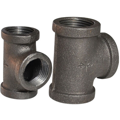 Té En Fonte Noire - Raccord Femelle Triple Pour Tuyauterie DIY Et Plomberie - 2