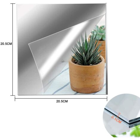 8 Miroirs Acryliques Autocollants 20x20cm - Stickers Muraux Décoratifs Pour Salle De Bain & Chambre