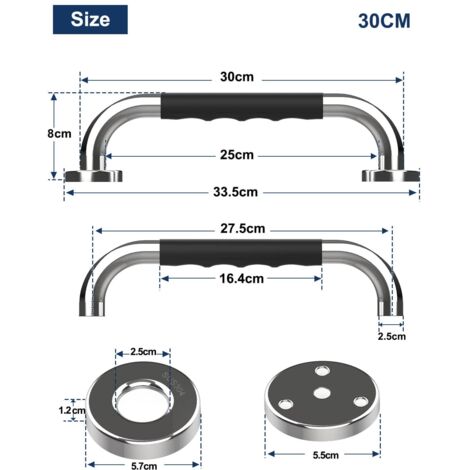 Barre D'appui pour Bateau de 9 Pouces, Poignée de Maintien Polie en Acier Inoxydable 304 de qualité Marine, Poignée Ovale Durable, Installation Facile, pour Bateau, Yacht